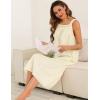 image:imageSWOMOG Womens Cotton Nightgowns Sleeveless Night Gown Embroidery House Dress Soft Long Nightdress with PocketsLight Yellow