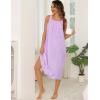 image:imageSWOMOG Womens Cotton Nightgowns Sleeveless Night Gown Embroidery House Dress Soft Long Nightdress with PocketsPurple