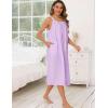 image:imageSWOMOG Womens Cotton Nightgowns Sleeveless Night Gown Embroidery House Dress Soft Long Nightdress with PocketsPurple