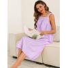 image:imageSWOMOG Womens Cotton Nightgowns Sleeveless Night Gown Embroidery House Dress Soft Long Nightdress with PocketsPurple