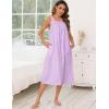 image:imageSWOMOG Womens Cotton Nightgowns Sleeveless Night Gown Embroidery House Dress Soft Long Nightdress with PocketsPurple