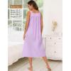 image:imageSWOMOG Womens Cotton Nightgowns Sleeveless Night Gown Embroidery House Dress Soft Long Nightdress with PocketsPurple