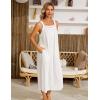 image:imageSWOMOG Womens Cotton Nightgowns Sleeveless Night Gown Embroidery House Dress Soft Long Nightdress with PocketsWhite