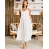 image:imageSWOMOG Womens Cotton Nightgowns Sleeveless Night Gown Embroidery House Dress Soft Long Nightdress with PocketsWhite