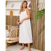 image:imageSWOMOG Womens Cotton Nightgowns Sleeveless Night Gown Embroidery House Dress Soft Long Nightdress with PocketsWhite