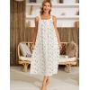 image:imageSWOMOG Womens Cotton Nightgowns Sleeveless Night Gown Embroidery House Dress Soft Long Nightdress with PocketsWhite Floral