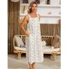 image:imageSWOMOG Womens Cotton Nightgowns Sleeveless Night Gown Embroidery House Dress Soft Long Nightdress with PocketsWhite Floral