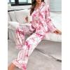 image:imageSWOMOG Womens Long Sleeve Pajamas Set 2 Piece Silk Button Down Pjs with Pants Floral Printed Classic Soft LoungewearPink Pink Bow