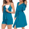 image:imageSWOMOG Womens Maternity Robe Set 3 Piece Nursing Pajamas for Breastfeeding 3 in 1 Labor Delivery Hospital Pregnancy Pjs GreyPeacock Blue
