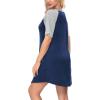 image:imageSWOMOG Womens Nightgown Short Sleeve Soft Sleepwear Raglan Sleepshirt Loungewear Nightshirts Light Grey XXLarge