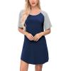 image:imageSWOMOG Womens Nightgown Short Sleeve Soft Sleepwear Raglan Sleepshirt Loungewear Nightshirts Light Grey XXLarge