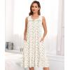 image:imageSWOMOG Womens Nightgowns Sleeveless Night Gown Victorian Nightdress House Dress with Pockets Ruffle Button Sleepshirt SXXXLA White Flower