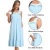 image:imageSWOMOG Womens Nightgowns Sleeveless Night Gown Victorian Nightdress House Dress with Pockets Ruffle Button Sleepshirt SXXXLLight Blue