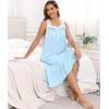 image:imageSWOMOG Womens Nightgowns Sleeveless Night Gown Victorian Nightdress House Dress with Pockets Ruffle Button Sleepshirt SXXXLLight Blue