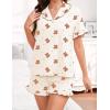 image:imageSWOMOG Womens Pajama Sets Cute Ruffle Matching PJs Sleepwear Button Down Short Sleeve Loungewear 2 Piece PJ SetBear Beige