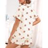 image:imageSWOMOG Womens Pajama Sets Cute Ruffle Matching PJs Sleepwear Button Down Short Sleeve Loungewear 2 Piece PJ SetBear Beige