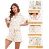 image:imageSWOMOG Womens Pajama Sets Cute Ruffle Matching PJs Sleepwear Button Down Short Sleeve Loungewear 2 Piece PJ SetBeige Cherry