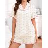 image:imageSWOMOG Womens Pajama Sets Cute Ruffle Matching PJs Sleepwear Button Down Short Sleeve Loungewear 2 Piece PJ SetBeige Flower