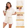 image:imageSWOMOG Womens Pajama Sets Cute Ruffle Matching PJs Sleepwear Button Down Short Sleeve Loungewear 2 Piece PJ SetBeige Flower