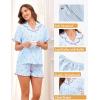 image:imageSWOMOG Womens Pajama Sets Cute Ruffle Matching PJs Sleepwear Button Down Short Sleeve Loungewear 2 Piece PJ SetBlue Plaid Cherry