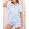 image:imageSWOMOG Womens Pajama Sets Cute Ruffle Matching PJs Sleepwear Button Down Short Sleeve Loungewear 2 Piece PJ SetBlue Plaid Cherry