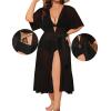 image:imageSWOMOG Womens Plus Size Cover Up Robe Cardigan Swimsuit Kimono Flowy Coverup Beach Open Front Summer SwimwearBlack