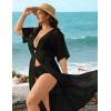 image:imageSWOMOG Womens Plus Size Cover Up Robe Cardigan Swimsuit Kimono Flowy Coverup Beach Open Front Summer SwimwearBlack