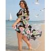 image:imageSWOMOG Womens Plus Size Cover Up Robe Cardigan Swimsuit Kimono Flowy Coverup Beach Open Front Summer SwimwearBlack Green Flower