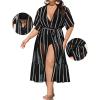 image:imageSWOMOG Womens Plus Size Cover Up Robe Cardigan Swimsuit Kimono Flowy Coverup Beach Open Front Summer SwimwearBlack Stripe