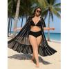 image:imageSWOMOG Womens Plus Size Cover Up Robe Cardigan Swimsuit Kimono Flowy Coverup Beach Open Front Summer SwimwearBlack Stripe
