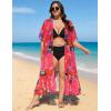 image:imageSWOMOG Womens Plus Size Cover Up Robe Cardigan Swimsuit Kimono Flowy Coverup Beach Open Front Summer SwimwearPink Abstract Graffiti