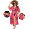 image:imageSWOMOG Womens Plus Size Cover Up Robe Cardigan Swimsuit Kimono Flowy Coverup Beach Open Front Summer SwimwearPink Abstract Graffiti