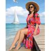 image:imageSWOMOG Womens Plus Size Cover Up Robe Cardigan Swimsuit Kimono Flowy Coverup Beach Open Front Summer SwimwearPink Abstract Graffiti