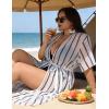 image:imageSWOMOG Womens Plus Size Cover Up Robe Cardigan Swimsuit Kimono Flowy Coverup Beach Open Front Summer SwimwearWhite Stripe