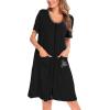 image:imageSWOMOG Womens Zip Up Housecoat Zipper Front Robe Lightweight Bathrobe Short Sleeve Loungewear Nightgowns with PocketsBlack