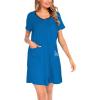 image:imageSWOMOG Womens Zip Up Housecoat Zipper Front Robe Lightweight Bathrobe Short Sleeve Loungewear Nightgowns with PocketsBlue