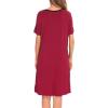 image:imageSWOMOG Womens Zip Up Housecoat Zipper Front Robe Lightweight Bathrobe Short Sleeve Loungewear Nightgowns with PocketsChestnut Red