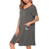 image:imageSWOMOG Womens Zip Up Housecoat Zipper Front Robe Lightweight Bathrobe Short Sleeve Loungewear Nightgowns with PocketsFlecking Gray