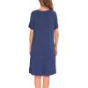 image:imageSWOMOG Womens Zip Up Housecoat Zipper Front Robe Lightweight Bathrobe Short Sleeve Loungewear Nightgowns with PocketsNavy Blue