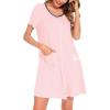 image:imageSWOMOG Womens Zip Up Housecoat Zipper Front Robe Lightweight Bathrobe Short Sleeve Loungewear Nightgowns with PocketsPink