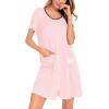 image:imageSWOMOG Womens Zip Up Housecoat Zipper Front Robe Lightweight Bathrobe Short Sleeve Loungewear Nightgowns with PocketsPink