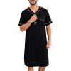 image:imageSWOMOG Mens Nightgown Short Sleeve Lounge Sleep Henley Shirt Pajama Big amp Tall Nightshirt Comfy Nightwear M3XLBlack