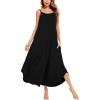 image:imageSWOMOG Women Long Nightgown Pajama Dress Soft Strap Nightdress Summer Sleeveless Nightshirt Lounge Dress with PocketsBlack