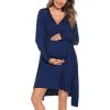 image:imageSWOMOG Women Maternity Nursing Gown and Robe Set 3 in 1 Labor Delivery Nursing Nightgown for Breastfeeding Hospital BathrobeAnavy Blue