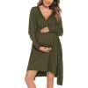 image:imageSWOMOG Women Maternity Nursing Gown and Robe Set 3 in 1 Labor Delivery Nursing Nightgown for Breastfeeding Hospital BathrobeArmy Green