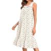 image:imageSWOMOG Womens Nightgowns Sleeveless Night Gown Victorian Nightdress House Dress with Pockets Ruffle Button Sleepshirt SXXXLA White Flower