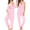 image:imageSWOMOG Maternity Nursing Robe Set 3 Piece Breastfeeding Pajamas 3 in 1 Labor Delivery Sleevless TopsampLong Pants Pregnancy PjsPink