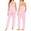 image:imageSWOMOG Maternity Nursing Robe Set 3 Piece Breastfeeding Pajamas 3 in 1 Labor Delivery Sleevless TopsampLong Pants Pregnancy PjsPink