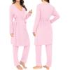image:imageSWOMOG Maternity Nursing Robe Set 3 Piece Breastfeeding Pajamas 3 in 1 Labor Delivery Sleevless TopsampLong Pants Pregnancy PjsPink