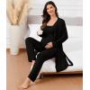 image:imageSWOMOG Maternity Nursing Robe Set 3 Piece Breastfeeding Pajamas 3 in 1 Labor Delivery Sleevless TopsampLong Pants Pregnancy PjsSleevelessblack